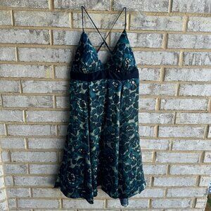 Single Dress 100% Silk Sleeveless Floral Print Dress Women's Size S.